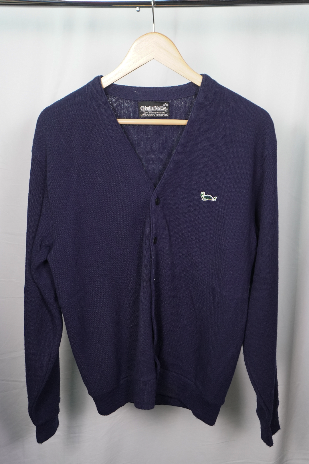 1970s Challenger Acrylic Blue Cardigan
