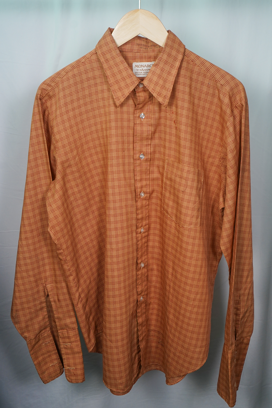 1960s Arrow Monarch Orange Plaid Decton Shirt