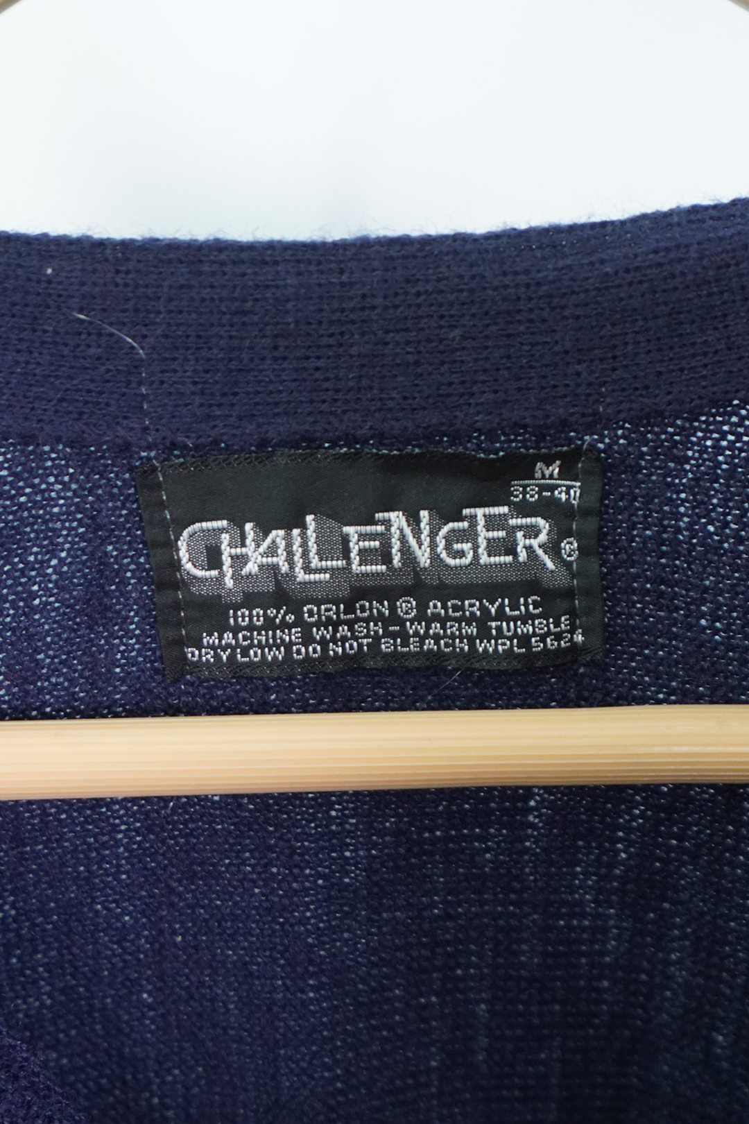 1970s Challenger Acrylic Blue Cardigan