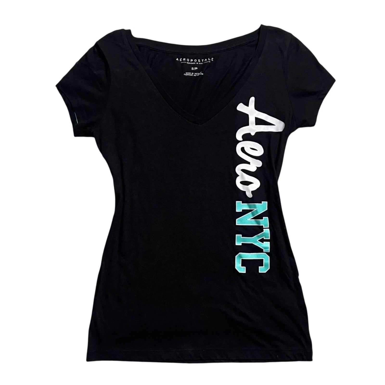 Aeropostale • Black V-Neck T-Shirt • S