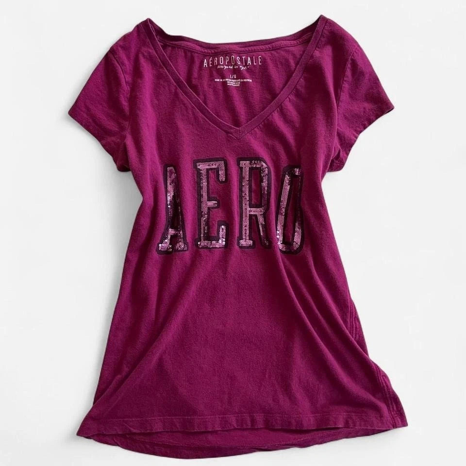 Aeropostale • V-neck Purple Shirt • L