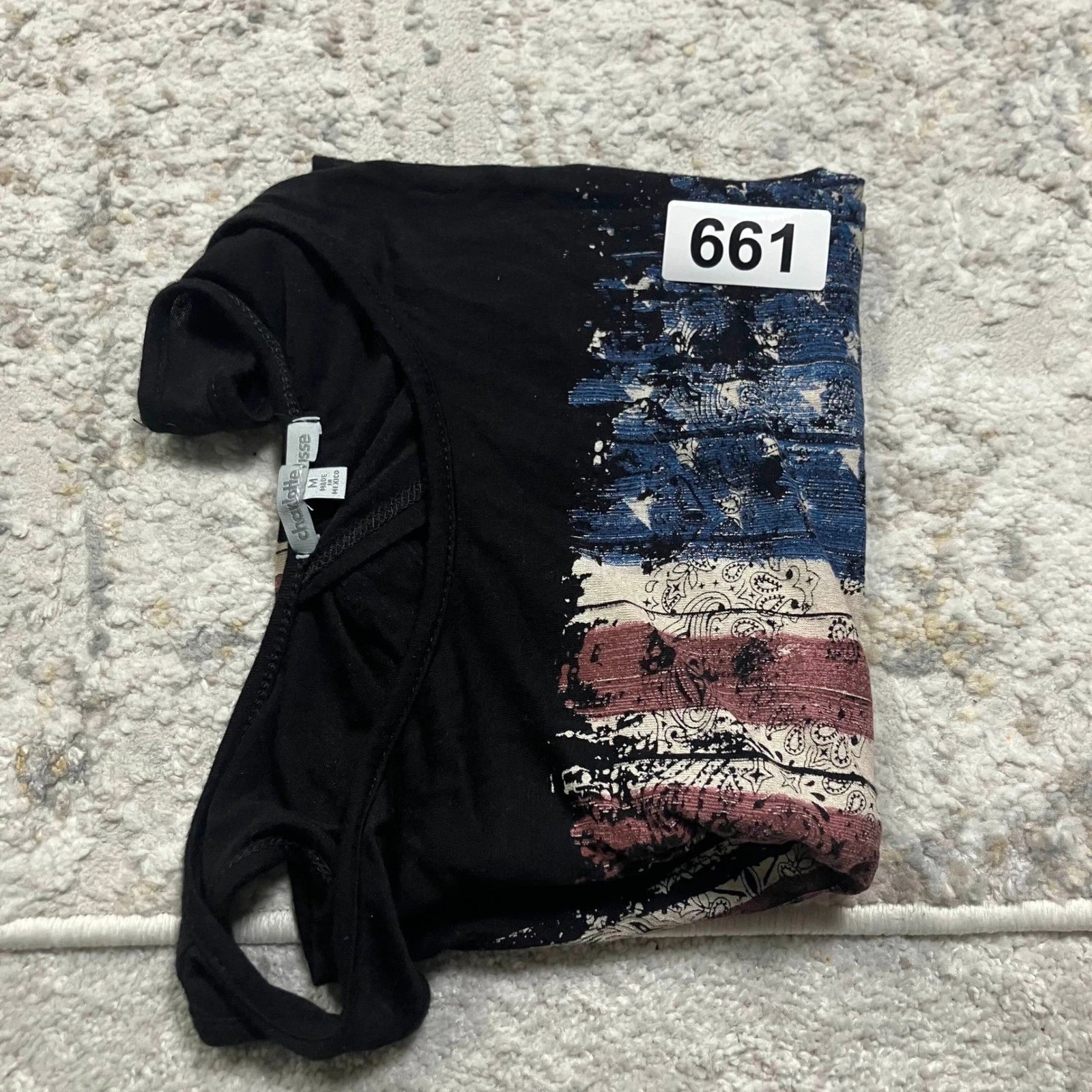 Charlotte Ruse • American Flag Black Tank Top • M