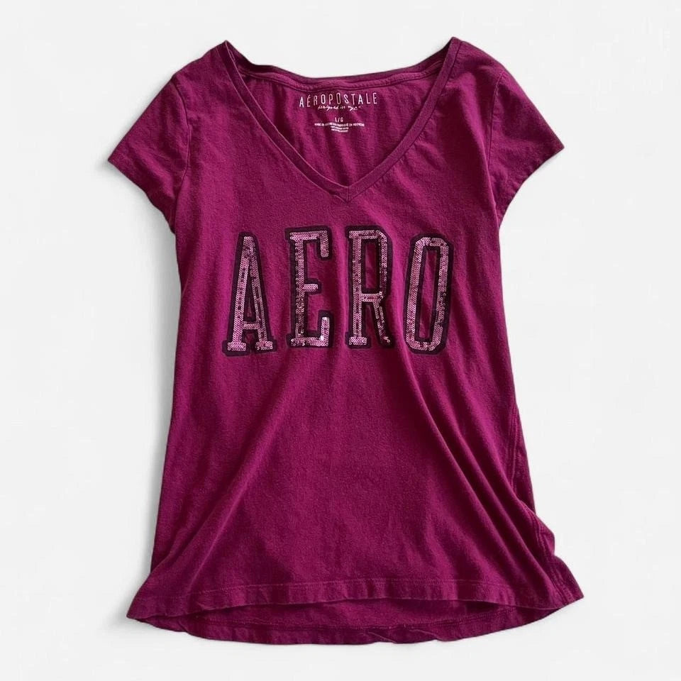 Aeropostale • V-neck Purple Shirt • L