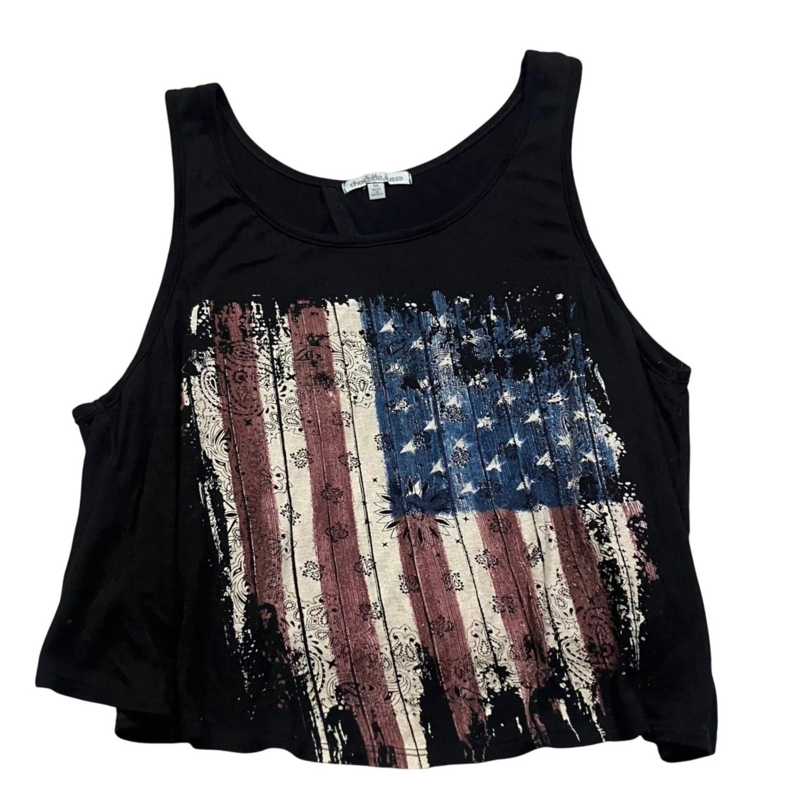Charlotte Ruse • American Flag Black Tank Top • M